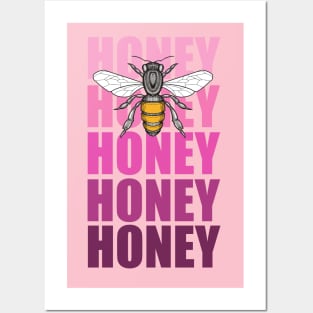 honey bee and pink honey honey lettering Posters and Art